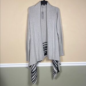 NWT 360 Sweater Women’s Lambs Wool Angora Rabbit Cashmere Blend Stripe Cardigan